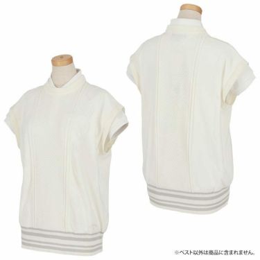 キャロウェイ Callaway　レディース ケーブル編み 配色ライン クルーネック ニット ベスト C24119201　2024年モデル 詳細2