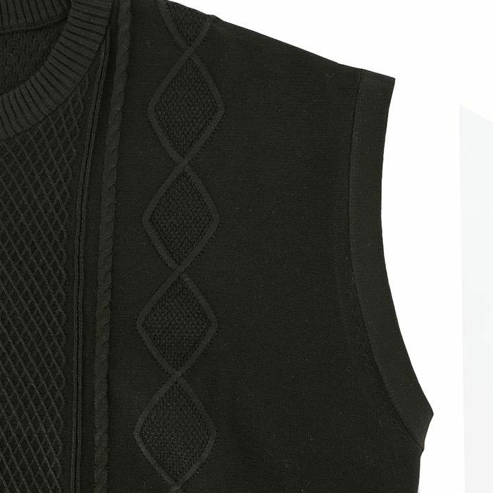 キャロウェイ Callaway　レディース ケーブル編み 配色ライン クルーネック ニット ベスト C24119201　2024年モデル 詳細4