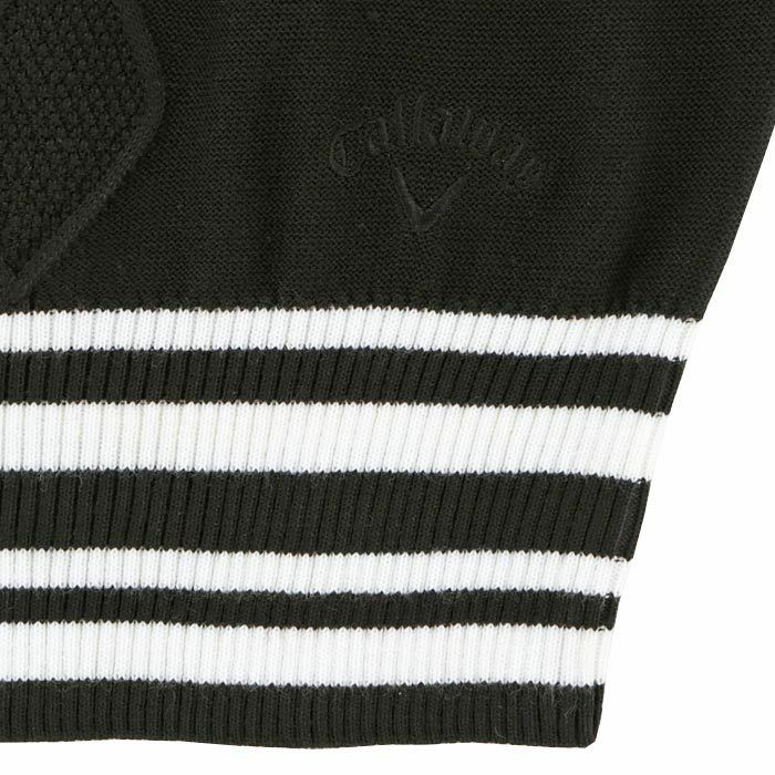 キャロウェイ Callaway　レディース ケーブル編み 配色ライン クルーネック ニット ベスト C24119201　2024年モデル 詳細5