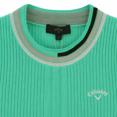 キャロウェイ Callaway　レディース 配色ライン 半袖 モックネック リブニット C24119203　2024年モデル 詳細3