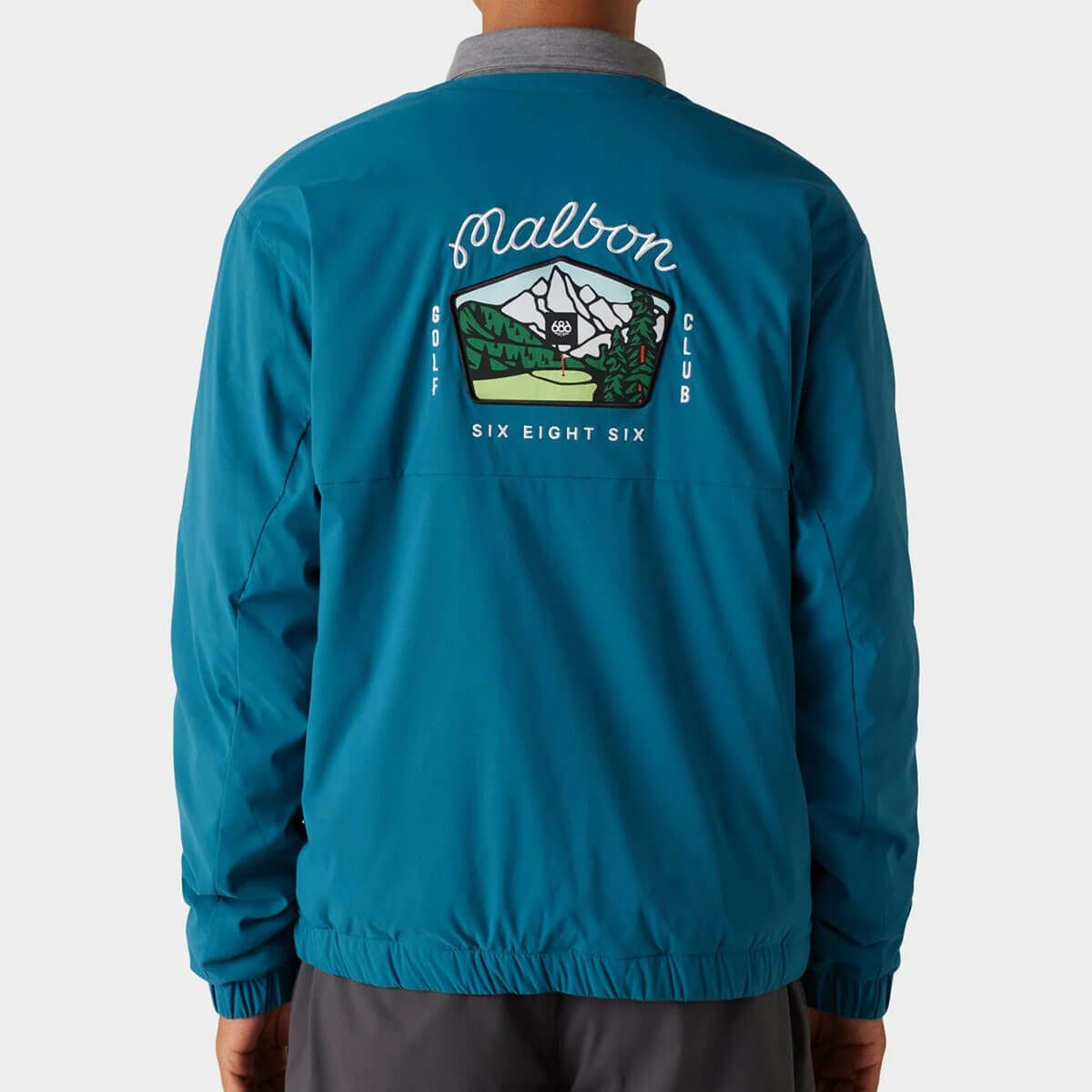 686 X MALBON 撥水 ロゴワッペン PRIMALOFT ストレッチ 長袖 Vネック プルオーバー ジャケット M3FAWLS172 MOROCCAN BLUE MOROCCANBLUE　詳細1