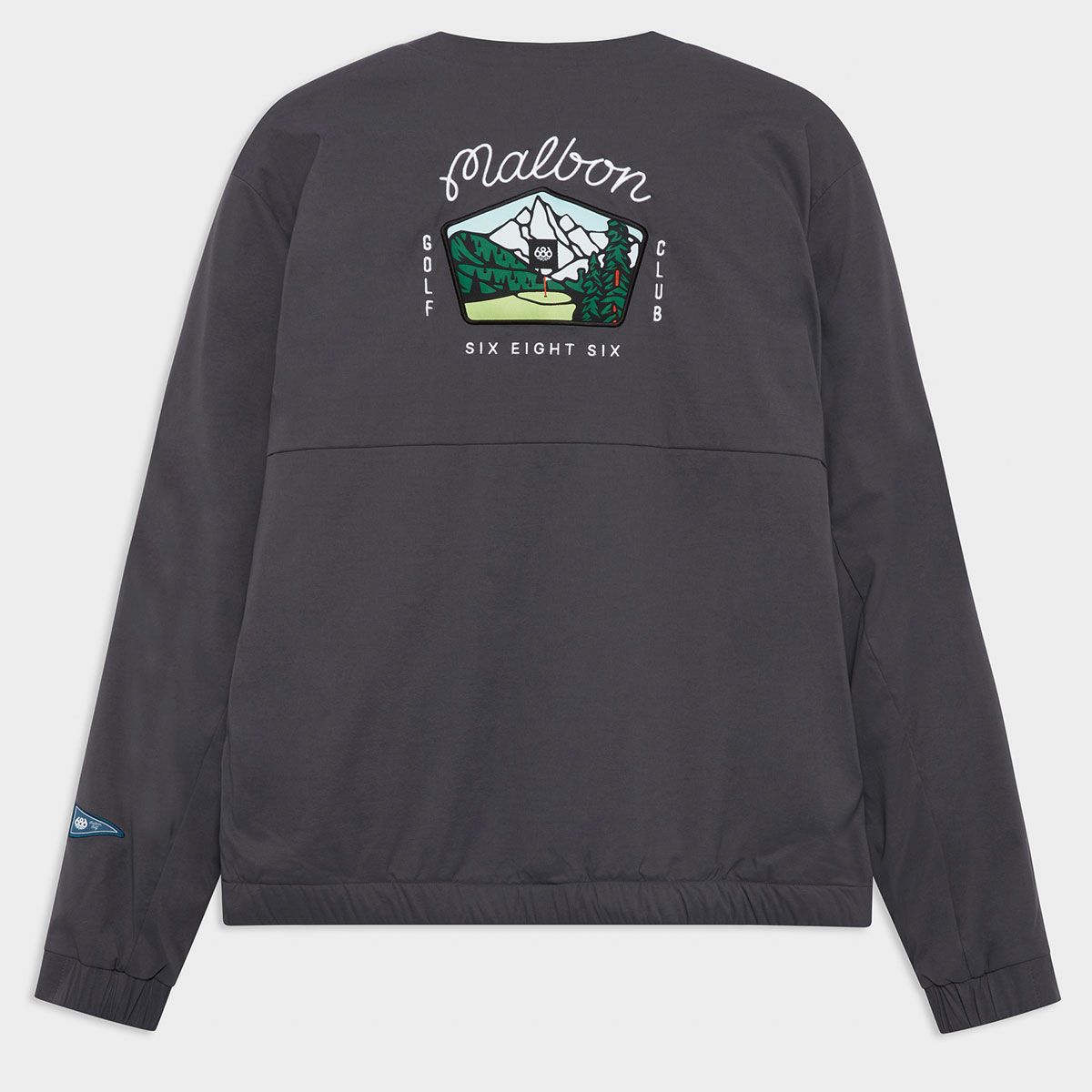 686 X MALBON 撥水 ロゴワッペン PRIMALOFT ストレッチ 長袖 Vネック プルオーバー ジャケット M3FAWLS172 CHARCOAL 詳細1