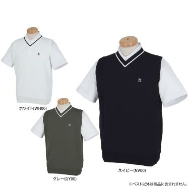 マンシングウェア Munsingwear　メンズ 軽量 ロゴデザイン メッシュ切替 Vネック ニット ベスト MGMVJL80CH　2023年モデル 詳細1