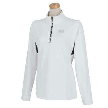 マンシングウェア Munsingwear　レディース ENVOY 防風 ストレッチ UVカット 長袖 ハーフジップシャツ MEWVJB01　2023年モデル ホワイト（WH00）