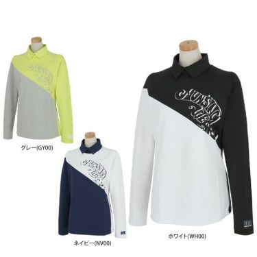 マンシングウェア Munsingwear　レディース ENVOY 配色切替 ストレッチ ロゴデザイン 長袖 ハイネックシャツ MEWVJB03　2023年モデル 詳細1