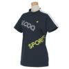 ルコック Le coq sportif　レディース ロゴプリント 配色ライン 半袖 モックネックシャツ QGWVJA00　2023年モデル ネイビー（NV00）