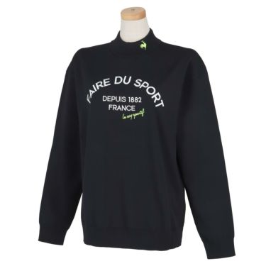 ルコック Le coq sportif　レディース ロゴデザイン刺繍 長袖 ドロップショルダー モックネック セーター QGWVJL00　2023年モデル ネイビー（NV00）