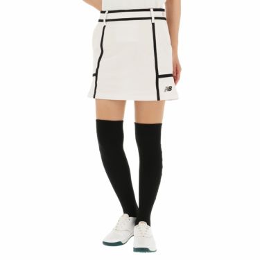 ニューバランスゴルフ　レディース WORLD ロゴプリント ラインデザイン ストレッチ バックプリーツ スカート 012-4134505　2024年モデル ホワイト（030）