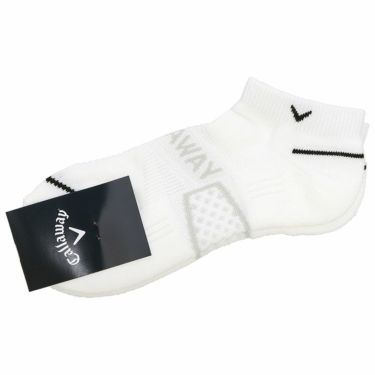 キャロウェイ Callaway　メンズ ロゴジャガード メッシュ アンクルソックス C24193110 1030 ホワイト　2024年モデル ホワイト（1030）