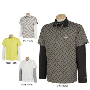 ピン PING　メンズ ロゴプリント 総柄 半袖 リブ衿 ポロシャツ ＆ 長袖 ハイネック インナーシャツ 621-4160209　2024年モデル 詳細1