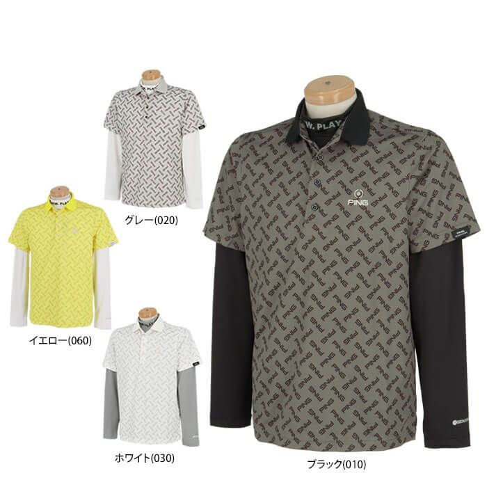 ピン PING　メンズ ロゴプリント 総柄 半袖 リブ衿 ポロシャツ ＆ 長袖 ハイネック インナーシャツ 621-4160209　2024年モデル