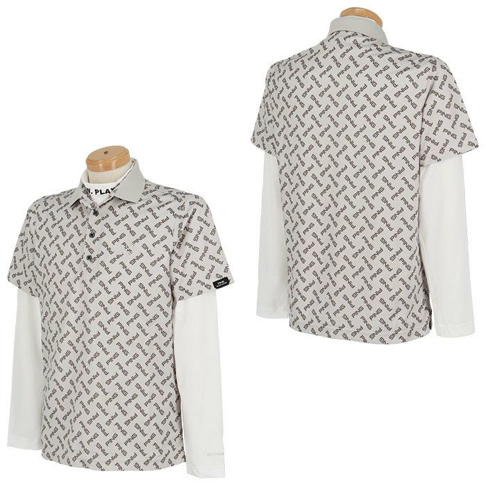 ピン PING　メンズ ロゴプリント 総柄 半袖 リブ衿 ポロシャツ ＆ 長袖 ハイネック インナーシャツ 621-4160209　2024年モデル 詳細2