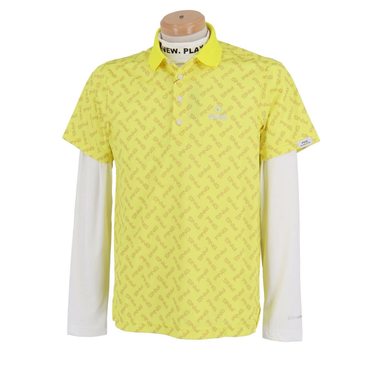 ピン PING　メンズ ロゴプリント 総柄 半袖 リブ衿 ポロシャツ ＆ 長袖 ハイネック インナーシャツ 621-4160209　2024年モデル イエロー（060）