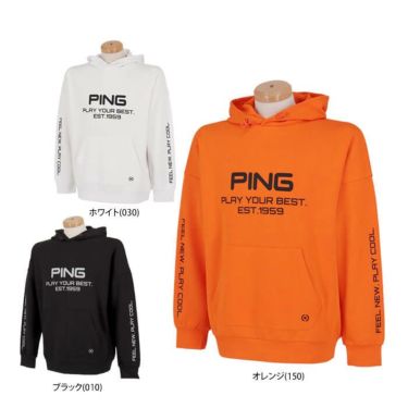ピン PING　メンズ ロゴプリント ダンボールニット 長袖 ドロップショルダー プルオーバー フーディー 621-4162105　2024年モデル 詳細1