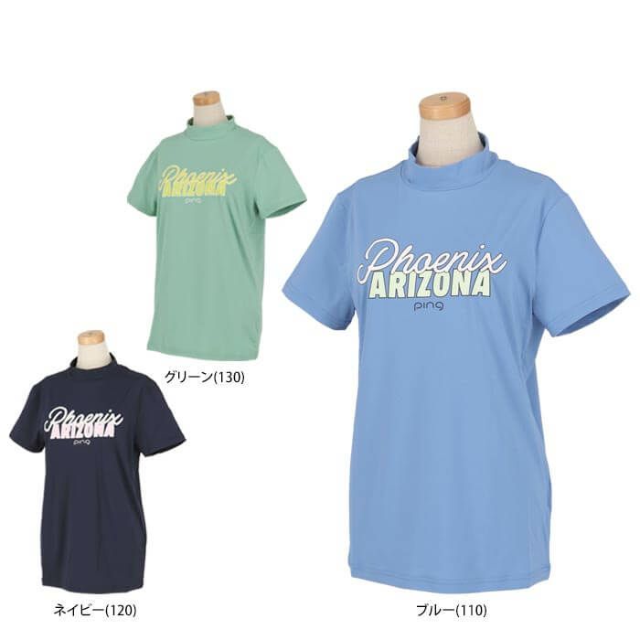 ピン PING　レディース UVカット ロゴデザイン Mr.PING バックプリント 半袖 ハイネックシャツ 622-4167212　2024年モデル 詳細1