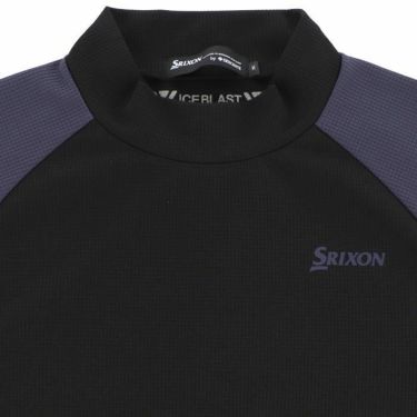 スリクソン SRIXON　メンズ ロゴプリント トリコロール配色 ストレッチ 半袖 ラグランスリーブ モックネックシャツ RGMVJA10　2023年モデル 詳細2