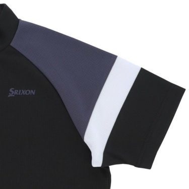 スリクソン SRIXON　メンズ ロゴプリント トリコロール配色 ストレッチ 半袖 ラグランスリーブ モックネックシャツ RGMVJA10　2023年モデル 詳細4