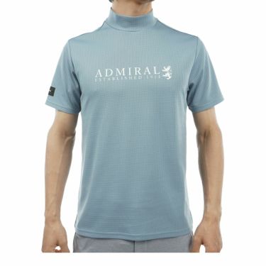 アドミラル Admiral　メンズ ロゴプリント メッシュ ストレッチ 半袖 モックネックシャツ ADMA419　2024年モデル ブルーグレー（16）