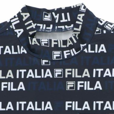 フィラ FILA　メンズ タイポグラフィプリント 総柄 UVカット 胸ポケット付き 半袖 モックネックシャツ 743-602 詳細3