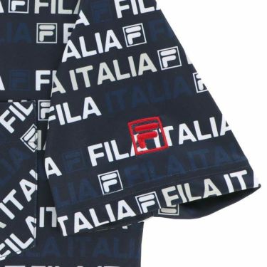 フィラ FILA　メンズ タイポグラフィプリント 総柄 UVカット 胸ポケット付き 半袖 モックネックシャツ 743-602 詳細4