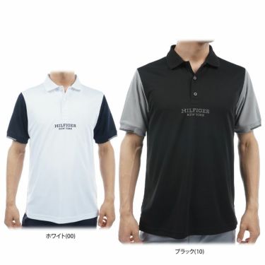 トミー ヒルフィガー ゴルフ　メンズ ロゴ刺繍 カラーブロック リブ衿 半袖 ポロシャツ THMA403　2024年モデル 詳細1