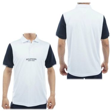 トミー ヒルフィガー ゴルフ　メンズ ロゴ刺繍 カラーブロック リブ衿 半袖 ポロシャツ THMA403　2024年モデル 詳細2