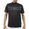 トミー ヒルフィガー ゴルフ　メンズ ロゴプリント ラインデザイン ストレッチ 半袖 モックネックシャツ THMA420　2024年モデル ブラック（10）