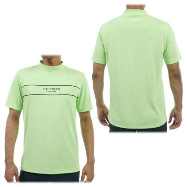 トミー ヒルフィガー ゴルフ　メンズ ロゴプリント ラインデザイン ストレッチ 半袖 モックネックシャツ THMA420　2024年モデル 詳細2