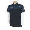 ルコック Le coq sportif　メンズ 幾何学柄 切替デザイン 半袖 ポロシャツ ＆ 長袖 Vネック インナーシャツ QGMXJA00W　2024年モデル ネイビー（NV00）