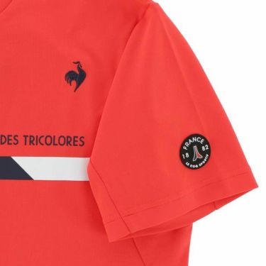 ルコック Le coq sportif　メンズ トリコロール配色 ストレッチ 半袖 モックネックシャツ QGMXJA01　2024年モデル 詳細5