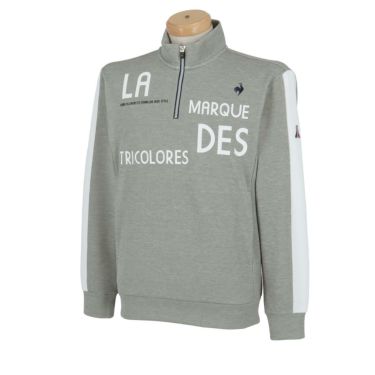 ルコック Le coq sportif　メンズ タイポグラフィプリント サイドライン 長袖 ハーフジップ プルオーバー QGMXJL51　2024年モデル グレー（GY00）