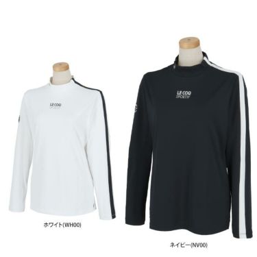 ルコック Le coq sportif　レディース アシンメトリー サイドライン ストレッチ 長袖 ハイネックシャツ QGWXJB00　2024年モデル 詳細1