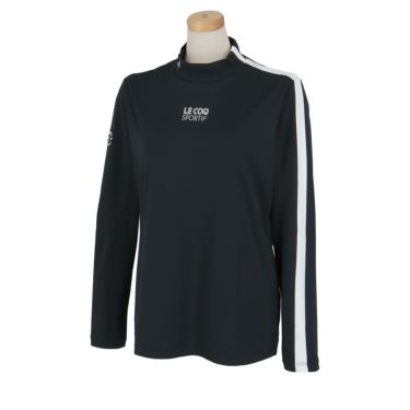 ルコック Le coq sportif　レディース アシンメトリー サイドライン ストレッチ 長袖 ハイネックシャツ QGWXJB00　2024年モデル ネイビー（NV00）