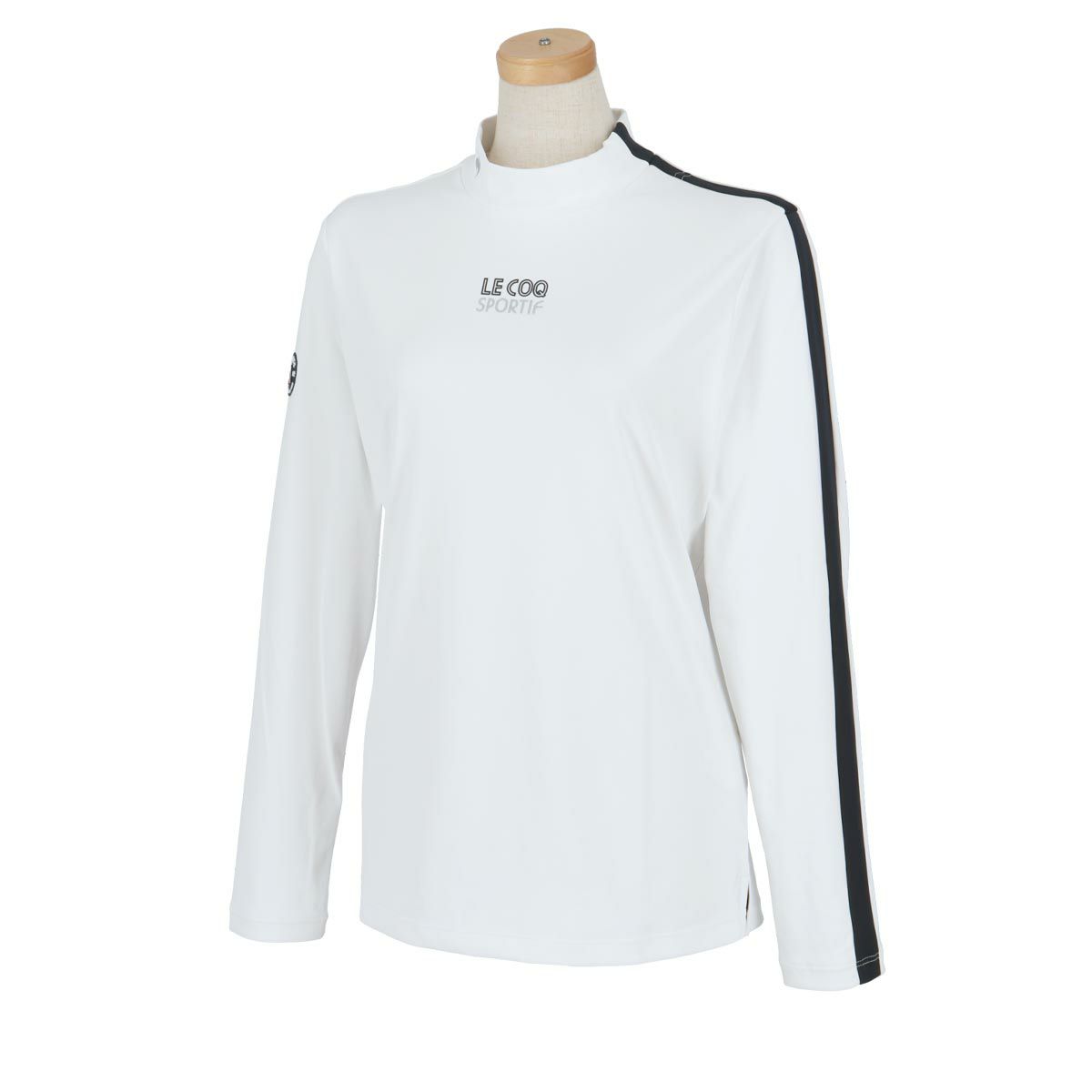 ルコック Le coq sportif　レディース アシンメトリー サイドライン ストレッチ 長袖 ハイネックシャツ QGWXJB00　2024年モデル ホワイト（WH00）