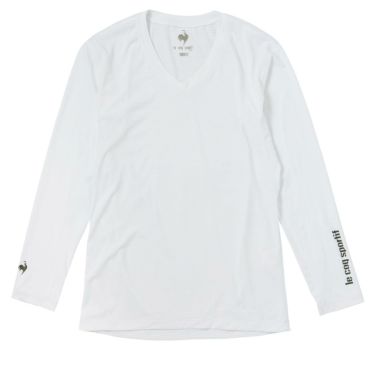 ルコック Le coq sportif　メンズ メッシュ 生地切替 長袖 Vネック アンダーシャツ QGMXJM01　2024年モデル ホワイト（WH00）