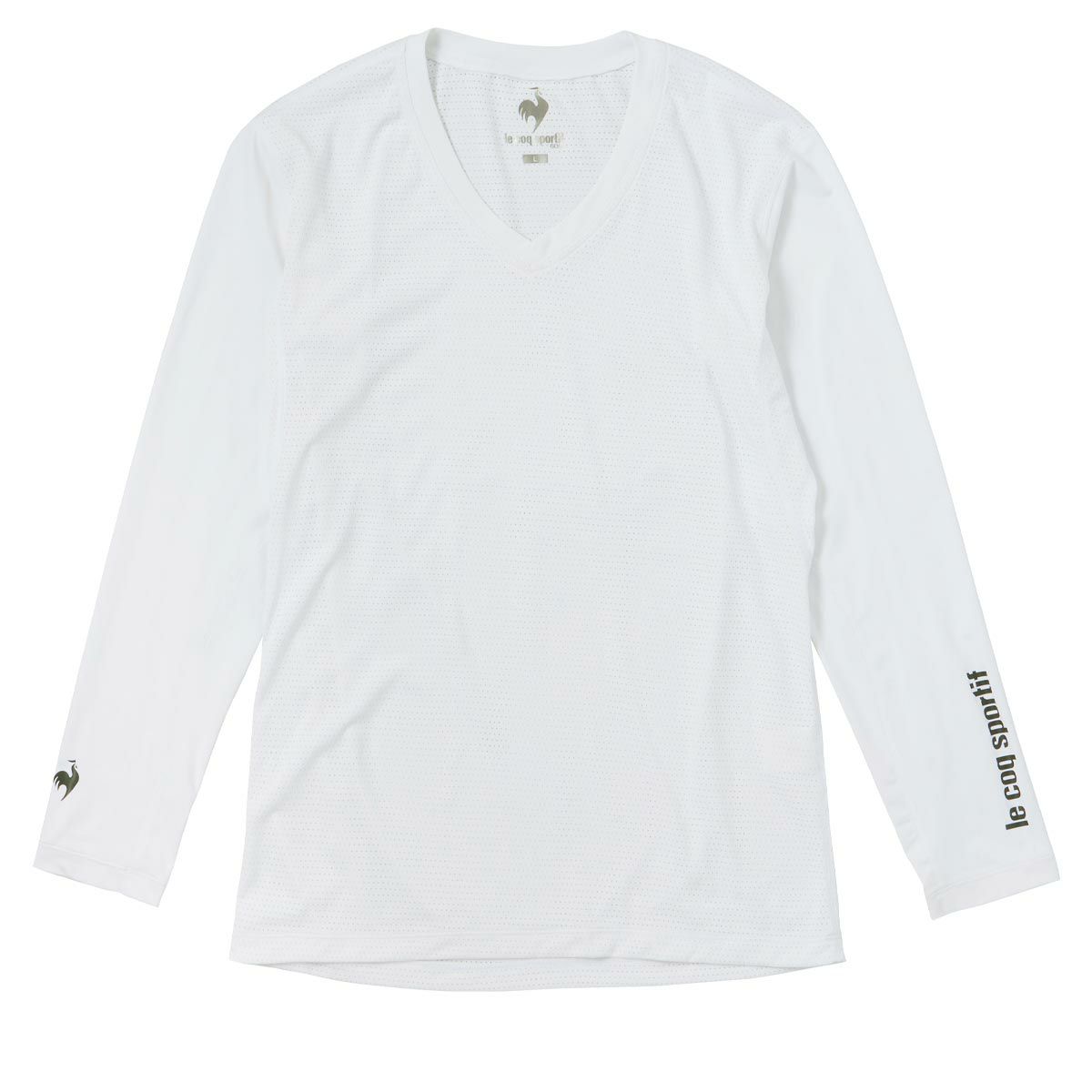 ルコック Le coq sportif　メンズ メッシュ 生地切替 長袖 Vネック アンダーシャツ QGMXJM01　2024年モデル ホワイト（WH00）