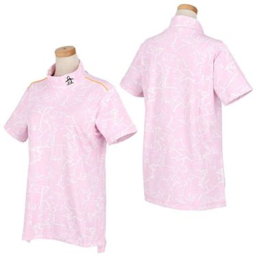 マンシングウェア Munsingwear　レディース ロゴ刺繍 ペンギンモチーフ 総柄プリント ストレッチ 半袖 ハイネックシャツ MEWXJA02　2024年モデル 詳細2