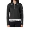 デサントゴルフ DESCENTE GOLF　レディース 防風 ロゴデザイン ストレッチ 長袖 ハーフジップ プルオーバー DGWXJL51　2024年モデル ブラック（BK00）