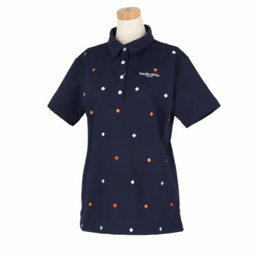 マリクレール marie claire　レディース ロゴモチーフ 飛び柄刺繍 半袖 ポロシャツ 714-634　2024年モデル ネイビー（NV）