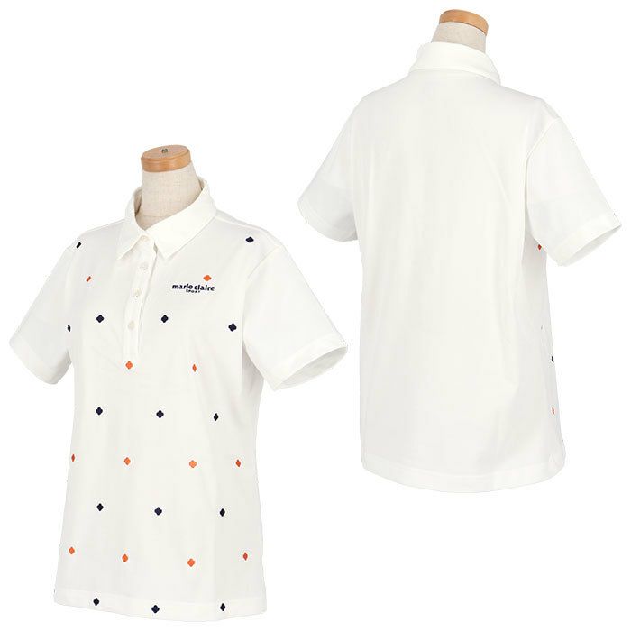 マリクレール marie claire　レディース ロゴモチーフ 飛び柄刺繍 半袖 ポロシャツ 714-634　2024年モデル 詳細2