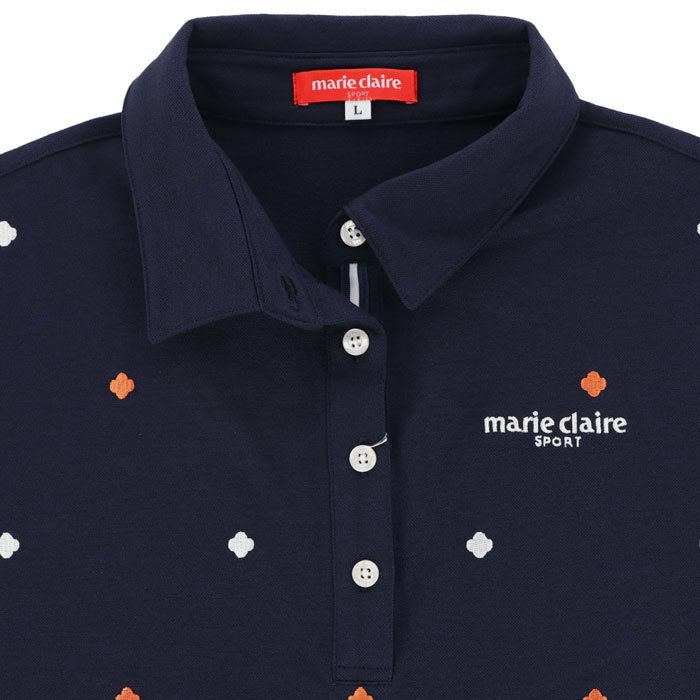 マリクレール marie claire　レディース ロゴモチーフ 飛び柄刺繍 半袖 ポロシャツ 714-634　2024年モデル 詳細3