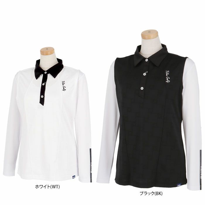 フィラ FILA　レディース ロゴジャガード ノースリーブ ポロシャツ & 長袖 Uネック インナーシャツ 754-540　2024年モデル 詳細1