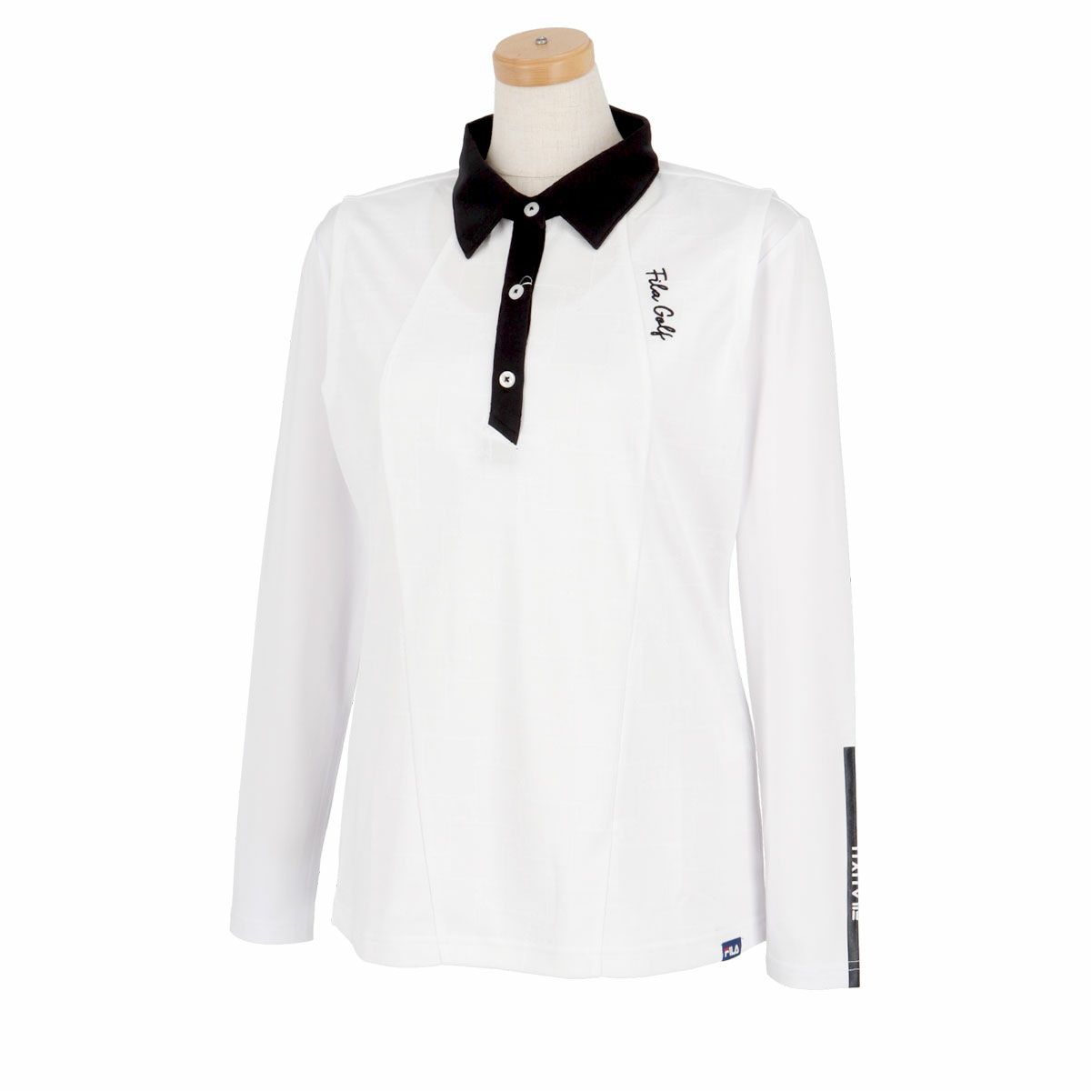 フィラ FILA　レディース ロゴジャガード ノースリーブ ポロシャツ & 長袖 Uネック インナーシャツ 754-540　2024年モデル ホワイト（WT）