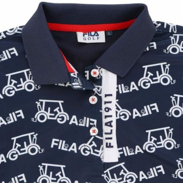フィラ FILA　レディース 鹿の子 ロゴデザイン 総柄プリント 半袖 リブ衿 ポロシャツ 754-607-2　2024年モデル 詳細2