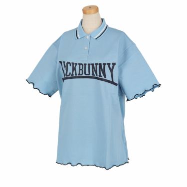 ジャックバニー Jack Bunny!!　レディース ロゴプリント 半袖 メロウ裾 ポロシャツ 263-4160428　2024年モデル サックス（110）