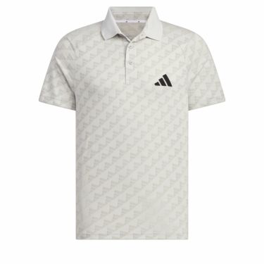 アディダス adidas　メンズ ロゴデザイン 総柄ジャカード 半袖 ポロシャツ IKJ53　2024年モデル ホワイト（IN2794）