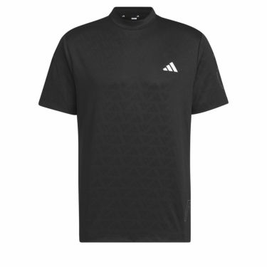 アディダス adidas　メンズ ロゴデザイン ジャガード 半袖 モックネックシャツ IKK69　2024年モデル ブラック（IN9060）