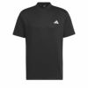 アディダス adidas　メンズ ロゴデザイン ジャガード 半袖 モックネックシャツ IKK69　2024年モデル ブラック（IN9060）