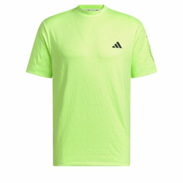 アディダス adidas　メンズ ロゴデザイン ジャガード 半袖 モックネックシャツ IKK69　2024年モデル グリーンスパーク（IN9061）