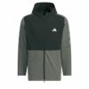 アディダス adidas　メンズ ロゴライン カラーブロック 生地切替 ストレッチ 長袖 フルジップ フーディー IKK83　2024年モデル ブラック/グレイ（IN9009）